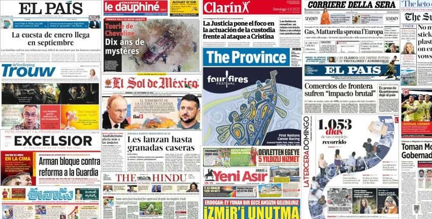 Quelques unes de presse du 4 septembre 2022