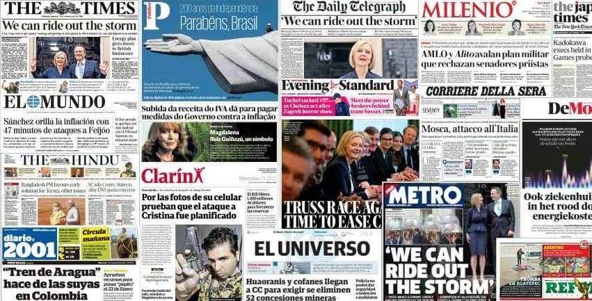 Quelques unes de presse du 7 septembre 2022