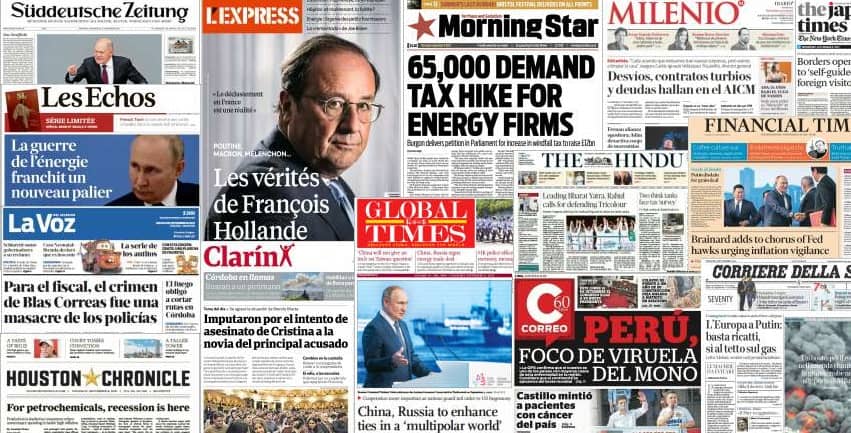 Quelques unes de presse du 8 septembre 2022