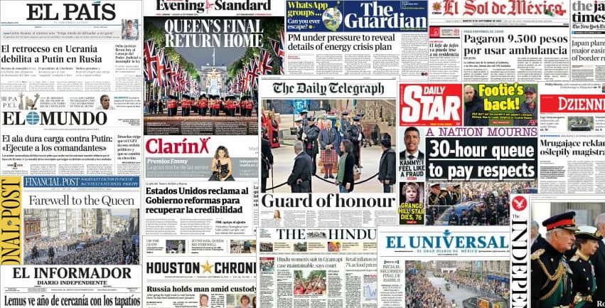 Quelques unes de presse du 13 septembre 2022