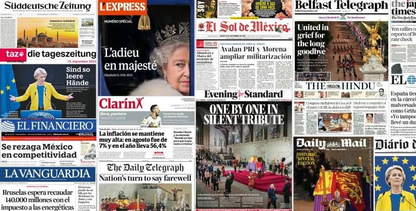 Quelques unes de presse du 15 septembre 2022