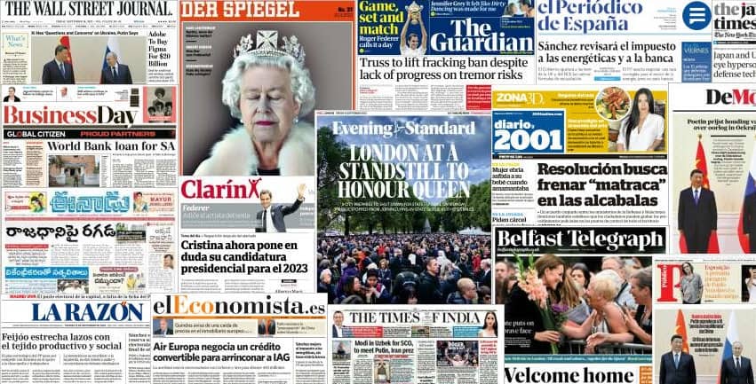 Quelques unes de presse du 16 septembre 2022