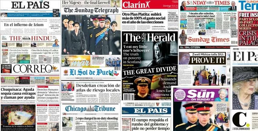 Quelques unes de presse du 18 septembre 2022