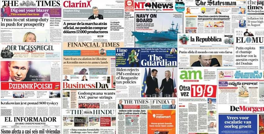 Quelques unes de presse du 21 septembre 2022