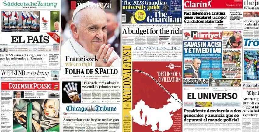 Quelques unes de presse du 24 septembre 2022