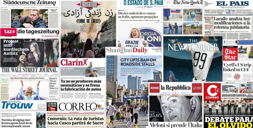 Quelques unes de presse du 26 septembre 2022