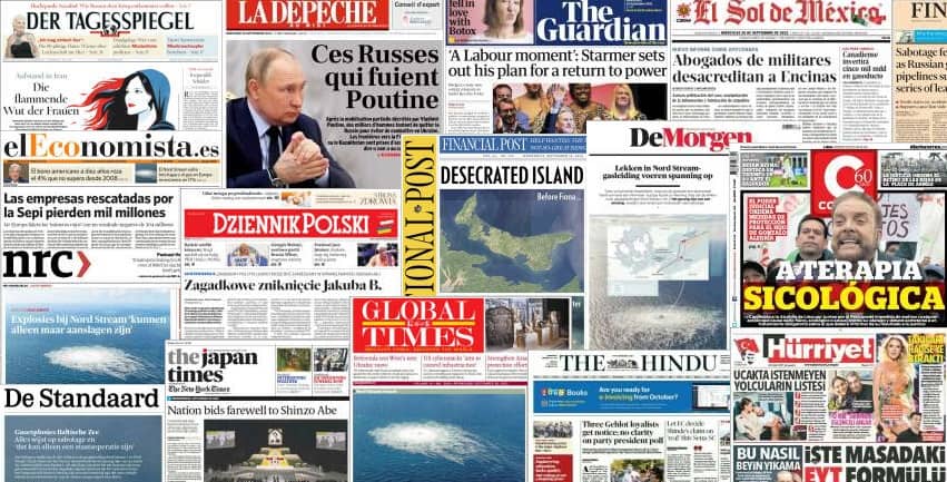Quelques unes de presse du 28 septembre 2022