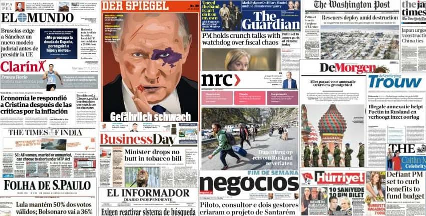 Quelques unes de presse du 30 septembre 2022
