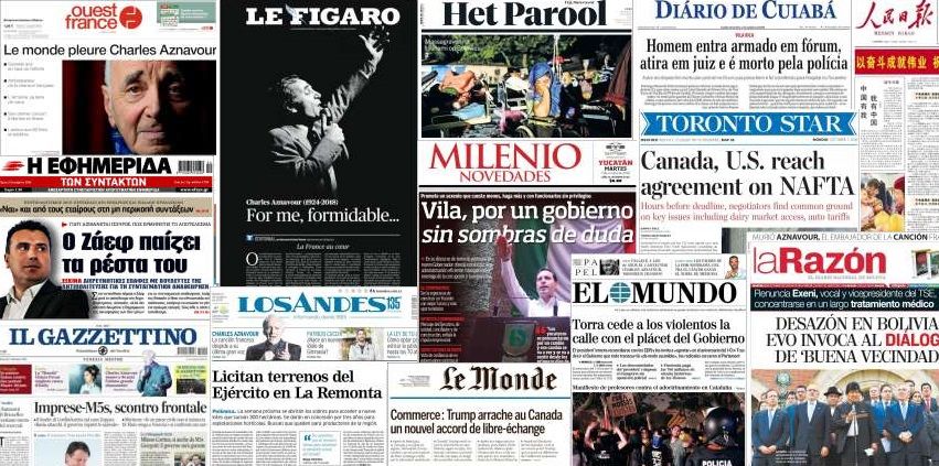 Unes de presse du 2 octobre 2018