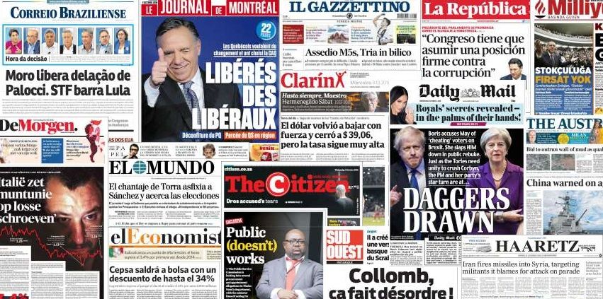 Unes de presse du 3 octobre 2018