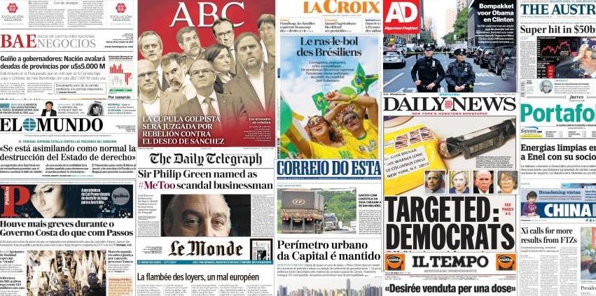 Unes de presse du 26 octobre 2018