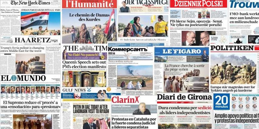 Unes de presse du 15 octobre 2019