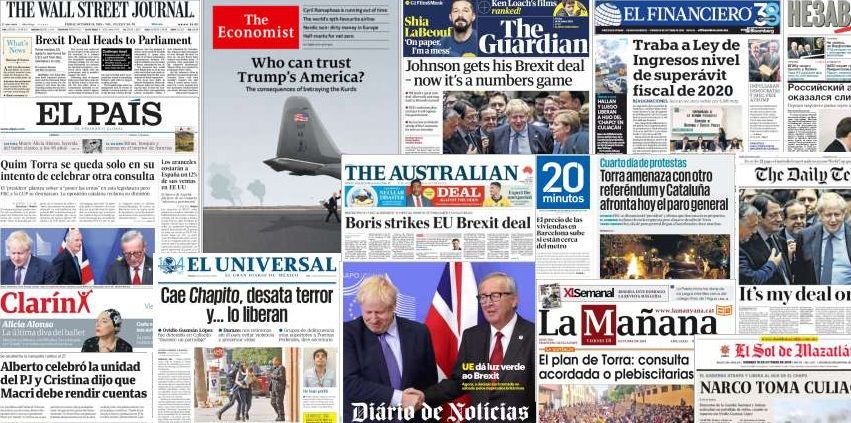 Unes de presse du 18 octobre 2019