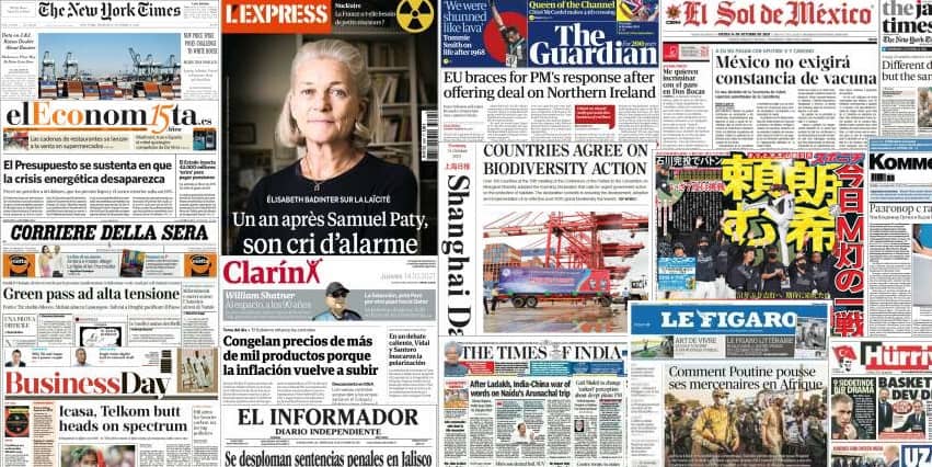 Unes de presse du 14 octobre 2021