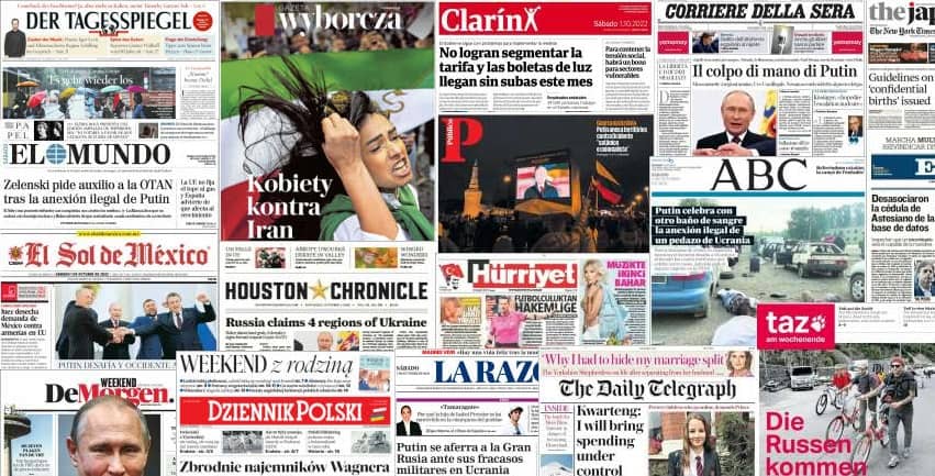 Quelques unes de presse du 1er octobre 2022