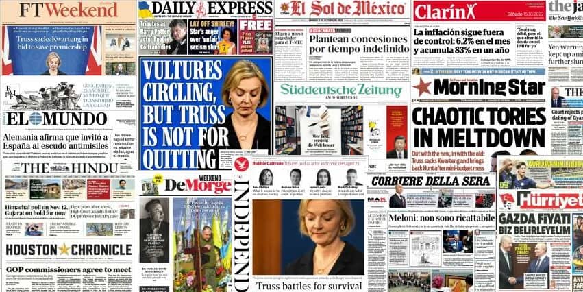 Quelques unes de presse du 15 octobre 2022