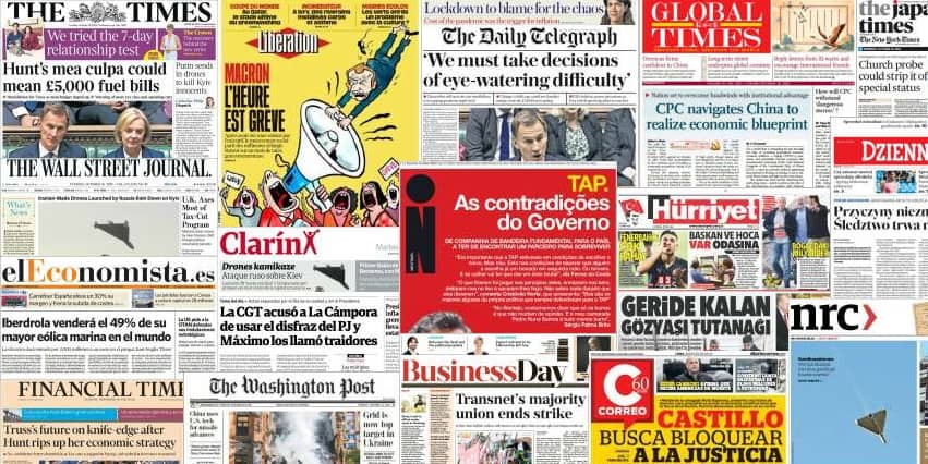 Quelques unes de presse du 18 octobre 2022