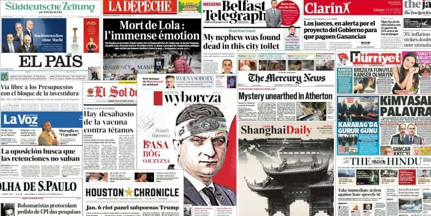 Quelques unes de presse du 22 octobre 2022