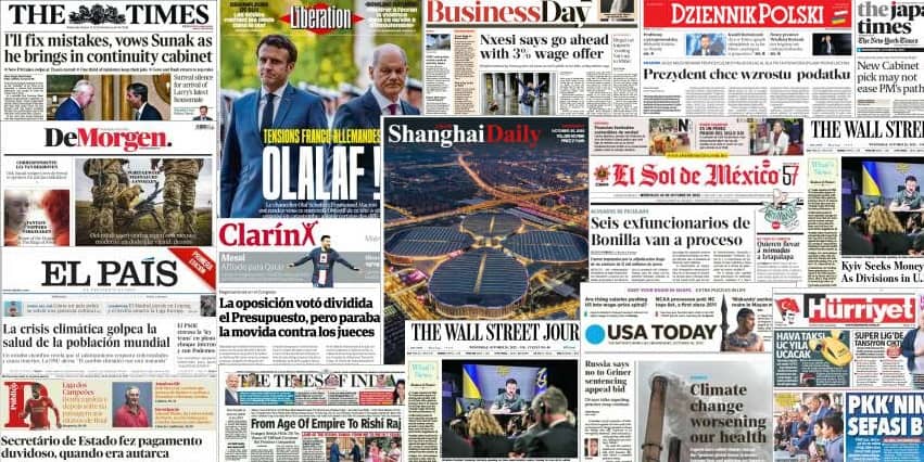 Quelques unes de presse du 26 octobre 2022