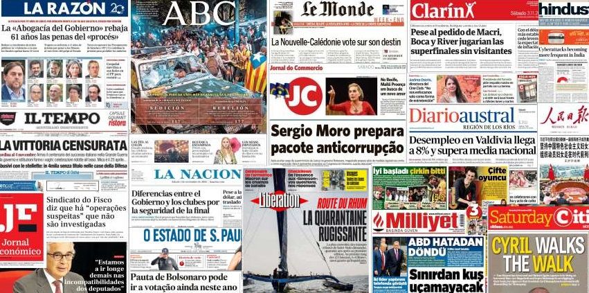 Unes de presse du 3 novembre 2018