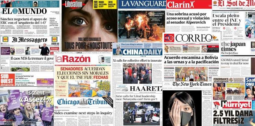 Unes de presse des 23 et 24 novembre 2019