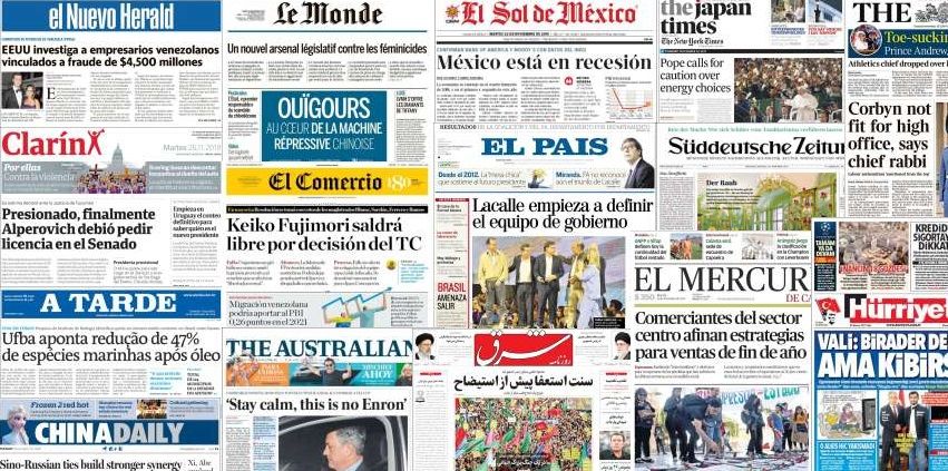 Unes de presse du 26 novembre 2019