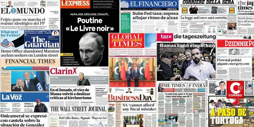 Quelques unes de presse du 3 novembre 2022