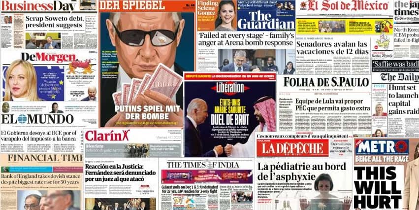 Quelques unes de presse du 4 novembre 2022