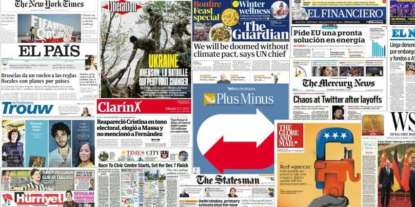 Quelques unes de presse du 5 novembre 2022