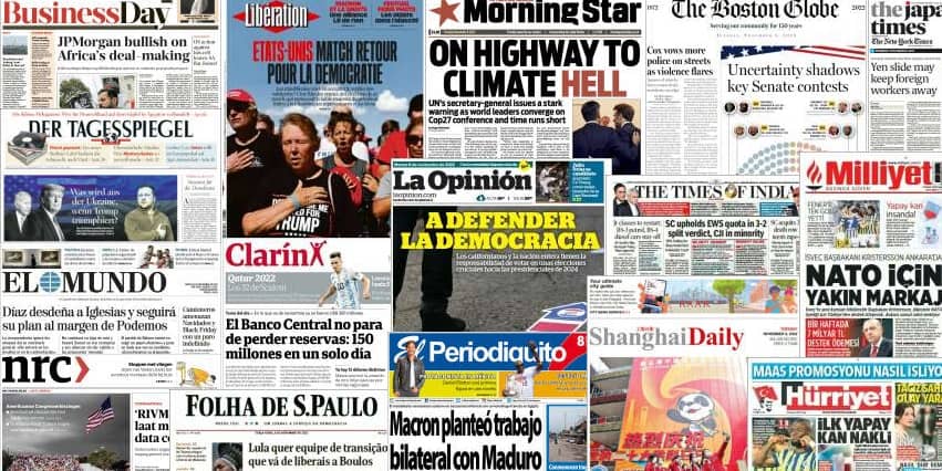 Quelques unes de presse du 8 novembre 2022