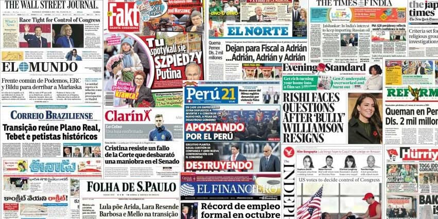 Quelques unes de presse du 9 novembre 2022