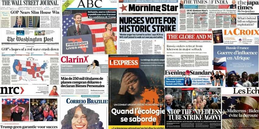 Quelques unes de presse du 10 novembre 2022