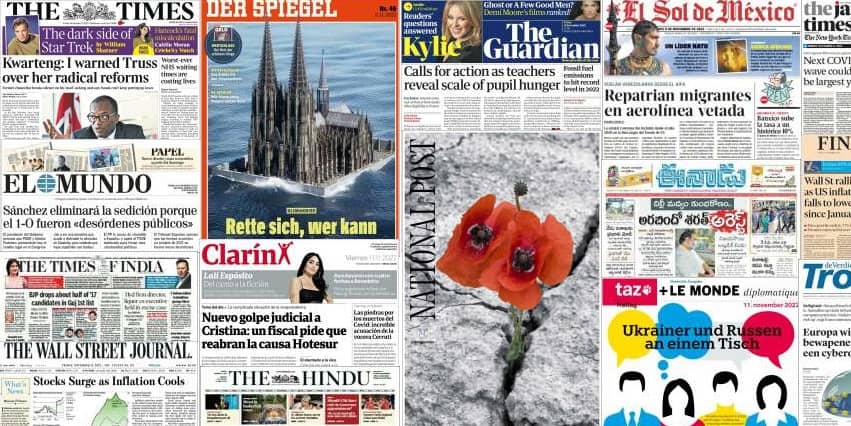 Quelques unes de presse du 11 novembre 2022