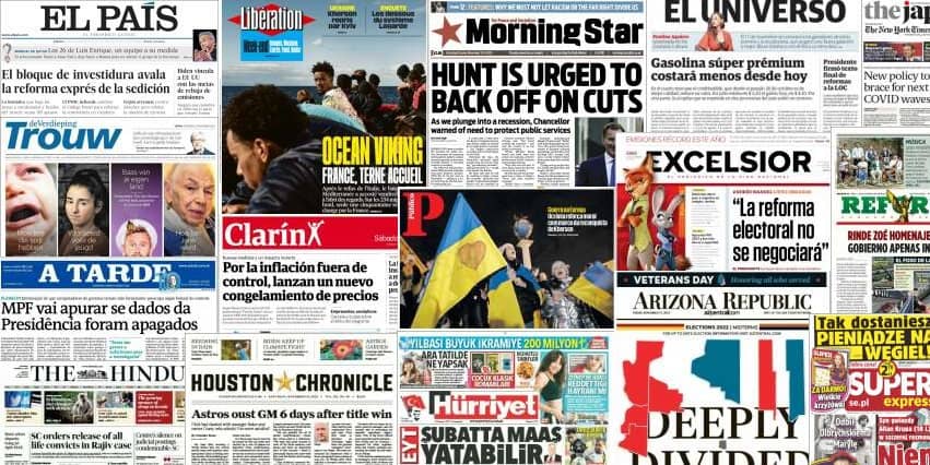 Quelques unes de presse du 12 novembre 2022