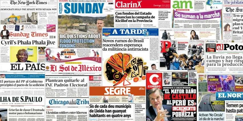Quelques unes de presse du 13 novembre 2022