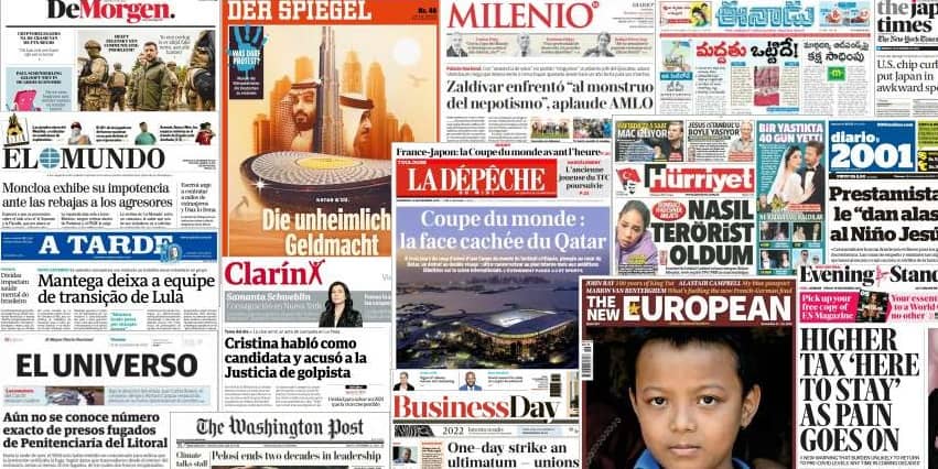 Quelques unes de presse du 18 novembre 2022