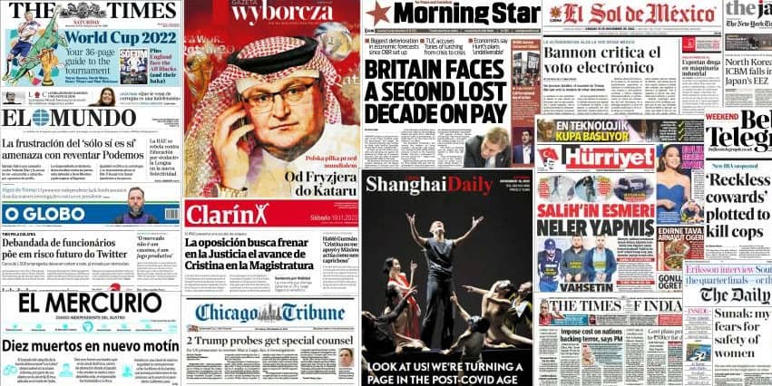 Quelques unes de presse du 19 novembre 2022