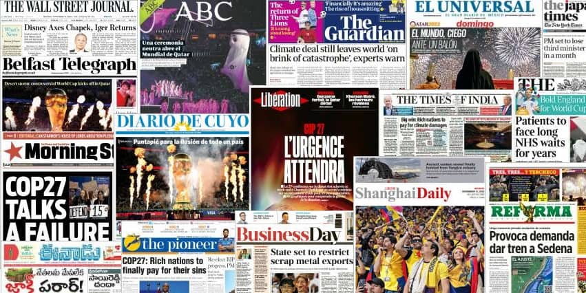 Quelques unes de presse du 21 novembre 2022