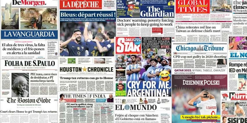 Quelques unes de presse du 23 novembre 2022