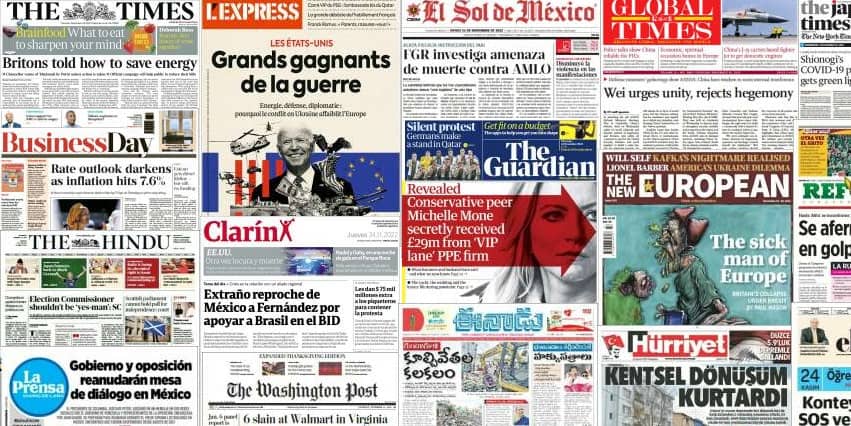 Quelques unes de presse du 24 novembre 2022