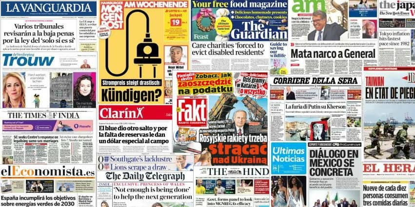 Quelques unes de presse du 26 novembre 2022