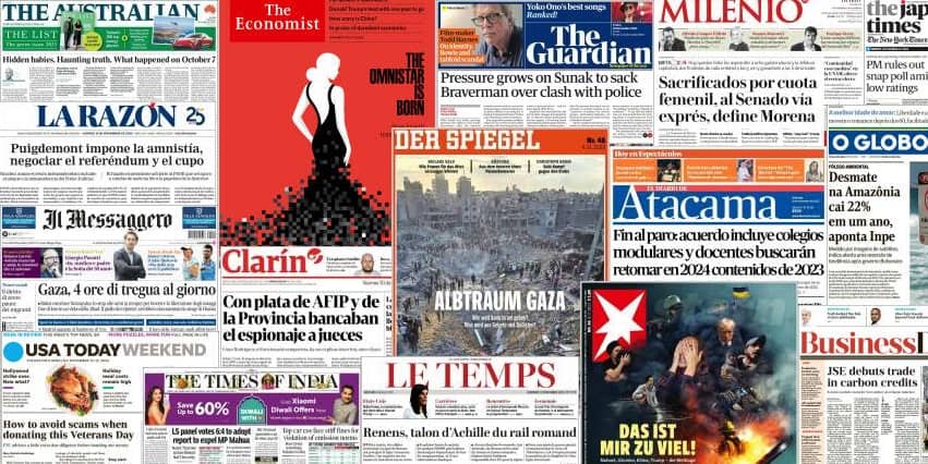 Unes de presse du 9 novembre 2023